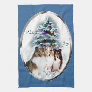 Shetland Sheepdog Sheltie Kerstmis Theedoek