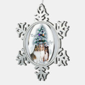 Shetland Sheepdog Sheltie Kerstmis Tin Sneeuwvlok Ornament (Rechts)