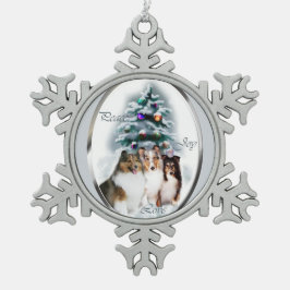 Shetland Sheepdog Sheltie Kerstmis Tin Sneeuwvlok Ornament