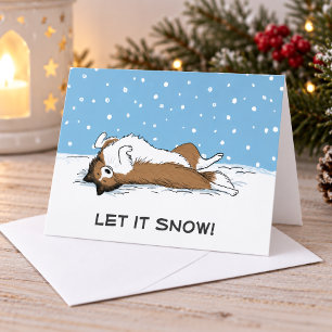 Shetland Sheepdog Sheltie Laat het Sneeuwen Hond V Feestdagen Kaart