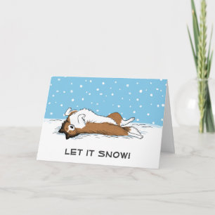 Shetland Sheepdog Sheltie Laat het Snow Dog Holida Feestdagen Kaart
