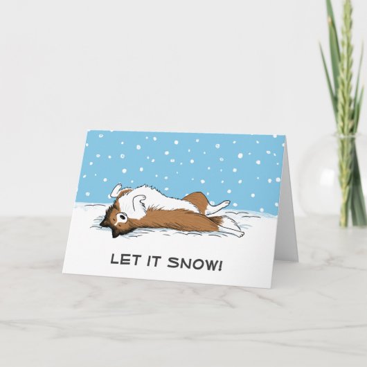 Shetland Sheepdog Sheltie Laat het Snow Dog Holida Feestdagen Kaart (Voorkant)