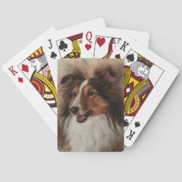 Shetland Sheepdog Sheltie lacht Pokerkaarten