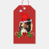 Shetland Sheepdog Sheltie met kerstcadeaus Cadeaulabel (Achterkant)