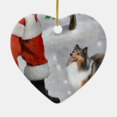 Shetland Sheepdog Sheltie met kerstcadeaus Keramisch Ornament (Achterkant)