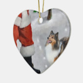 Shetland Sheepdog Sheltie met kerstcadeaus Keramisch Ornament (Links)