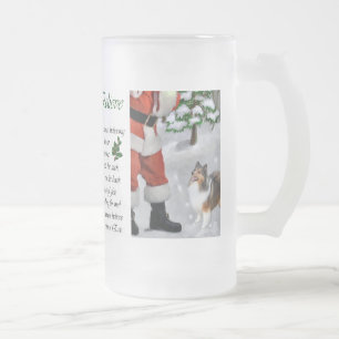 Shetland Sheepdog Sheltie met kerstcadeaus Matglas Bierpul