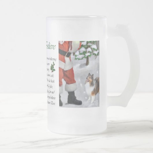Shetland Sheepdog Sheltie met kerstcadeaus Matglas Bierpul (Rechts)