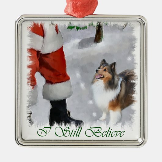Shetland Sheepdog Sheltie met kerstcadeaus Metalen Ornament (Voorkant)
