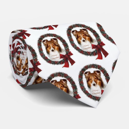 Shetland Sheepdog Sheltie met kerstcadeaus Stropdas (Opgerold)