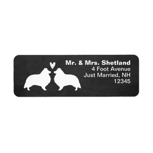 Shetland Sheepdog Sheltie Silhouettes met hart Etiket (Voorkant)
