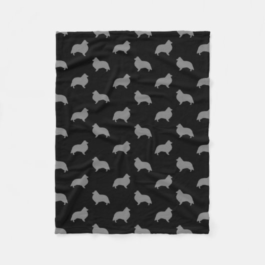 Shetland Sheepdog Sheltie Silhouettes Pattern Fleece Deken (Voorkant)