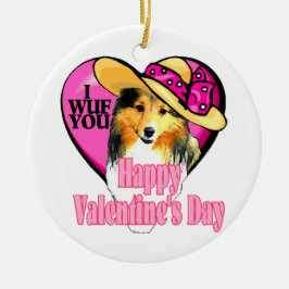 Shetland Sheepdog Sheltie Valentijnsdag Keramisch Ornament