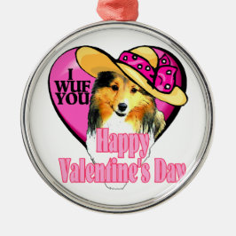 Shetland Sheepdog Sheltie Valentijnsdag Metalen Ornament