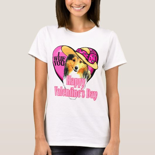 Shetland Sheepdog Sheltie Valentijnse T-shirt (Voorkant)