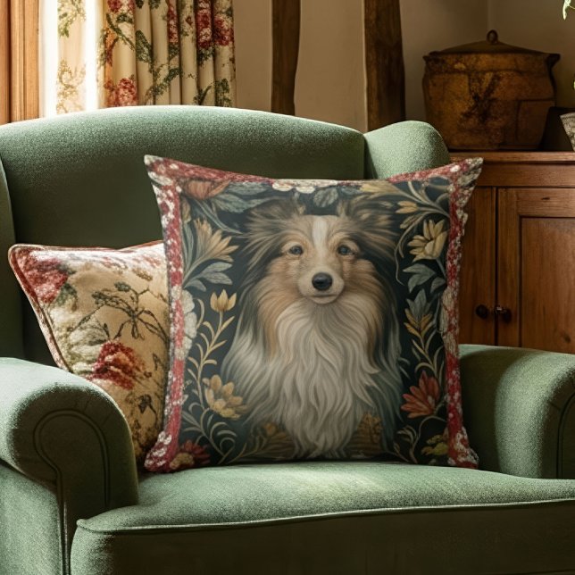 Shetland Sheepdog Sheltie Vintage William Morris Kussen (Creator heeft geüpload)