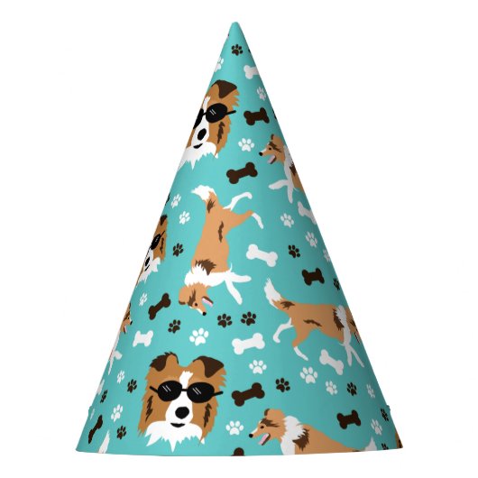 Shetland Sheepdog Shelties Pawprint Pattern Party Feesthoedjes (Voorkant)