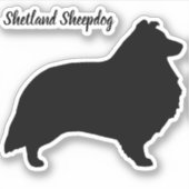 Shetland Sheepdog Silhouet Dog Vinyl Sticker (Voorkant)