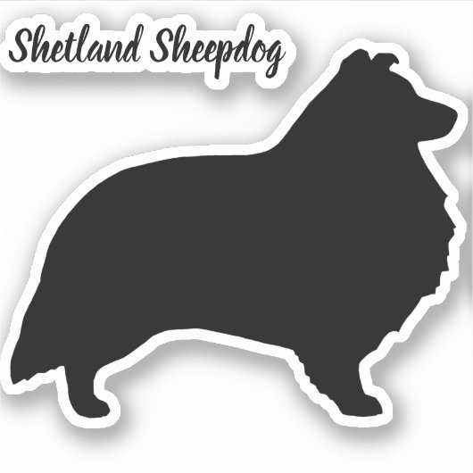 Shetland Sheepdog Silhouet Dog Vinyl Sticker (Voorkant)
