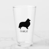 Shetland Sheepdog Silhouette Sheltie Dog Custom Glas (Voorkant)