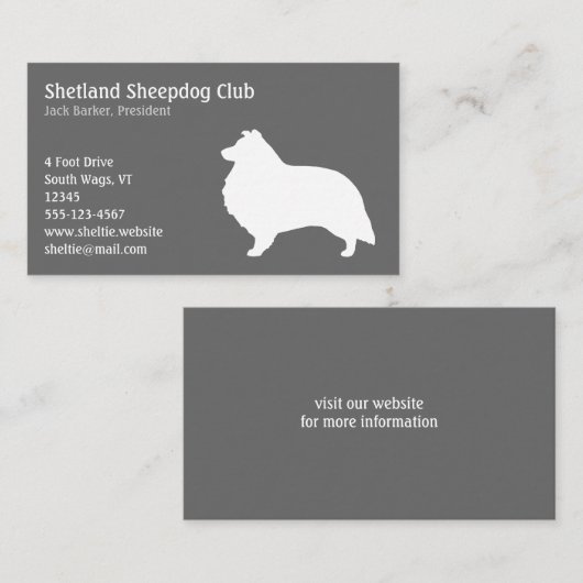 Shetland Sheepdog Silhouette Visitekaartje (Voorkant / Achterkant)