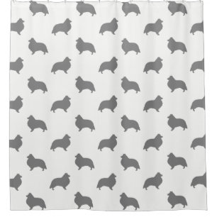 Shetland Sheepdog Silhouettes Pattern Douchegordijn