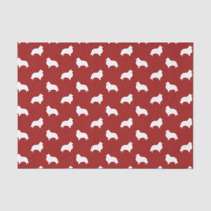 Shetland Sheepdog Silhouettes Pattern Red Tissuepapier