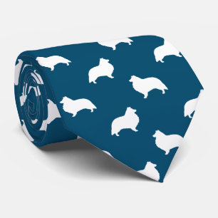 Shetland Sheepdog Silhouettes Pattern Sheltie Dogs Stropdas