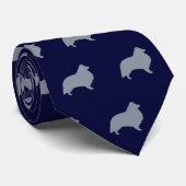 Shetland Sheepdog Silhouettes Pattern Shelties Stropdas (Opgerold)