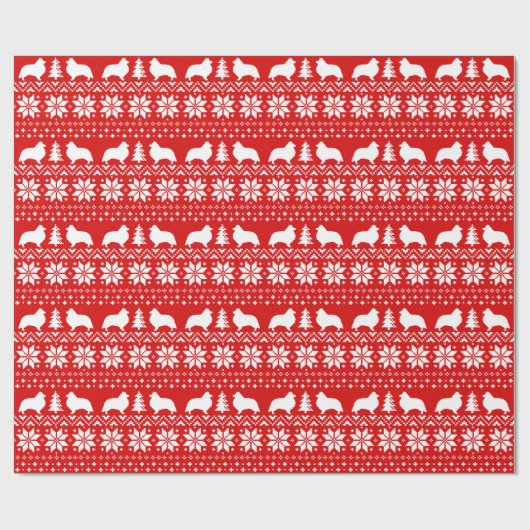 Shetland Sheepdog Silhouettes Shelties Kerstmis Cadeaupapier (Vlak)