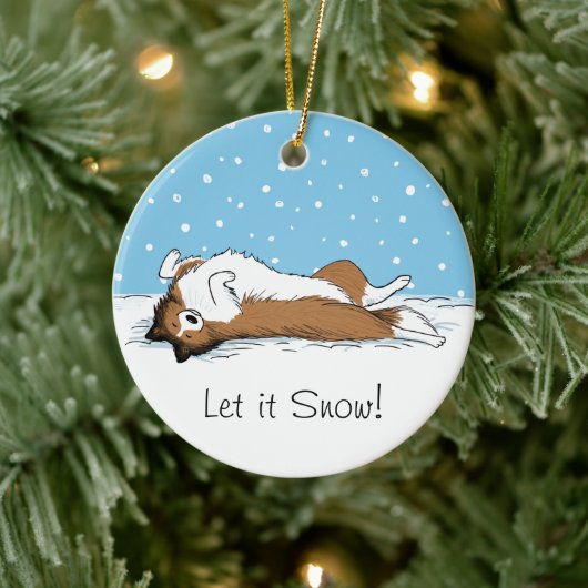 Shetland Sheepdog Snow Dog - Sheltie Vakantie Keramisch Ornament (Boom)