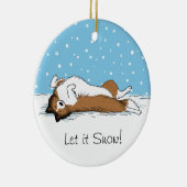 Shetland Sheepdog Snow Dog - Sheltie Vakantie Keramisch Ornament (Rechts)
