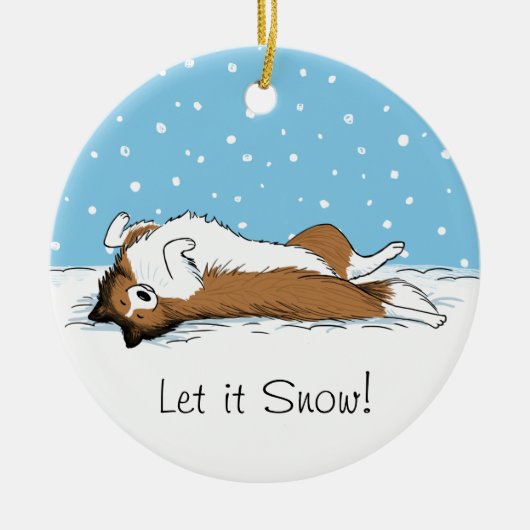 Shetland Sheepdog Snow Dog - Sheltie Vakantie Keramisch Ornament (Voorkant)