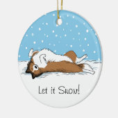 Shetland Sheepdog Snow Dog - Sheltie Vakantie Keramisch Ornament (Links)