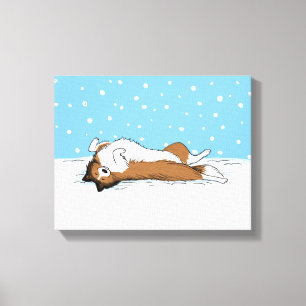 Shetland Sheepdog Snow Dog Sheltie Winter Holiday Canvas Afdruk