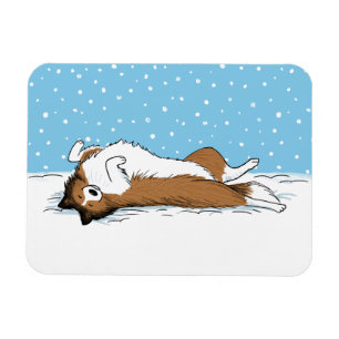 Shetland Sheepdog Snow Dog Sheltie Winter Holiday Magneet