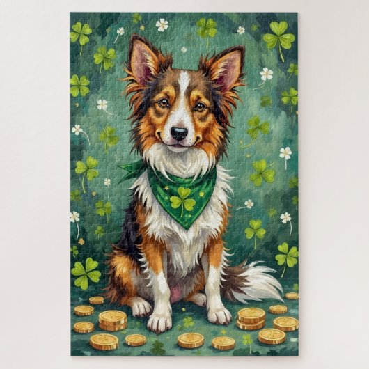 Shetland Sheepdog St. Patrick's Day Geluksdier Legpuzzel (Verticaal)