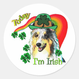 Shetland Sheepdog St Patricks Ronde Sticker