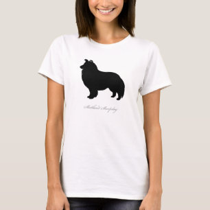 Shetland Sheepdog T-shirt (zwart silhouet)