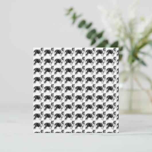 Shetland Sheepdog Tekening Kaart (Staand voorkant)