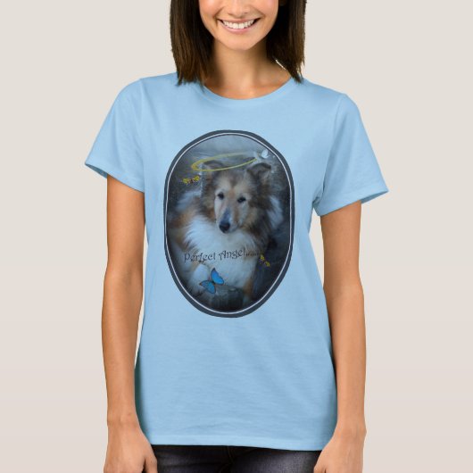 Shetland Sheepdog "The Perfect Angel" apparel T-shirt (Voorkant)