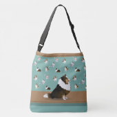 Shetland Sheepdog Tri Sheltie, Groen & Bruin Groot Crossbody Tas (Achterkant)