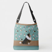 Shetland Sheepdog Tri Sheltie, Groen & Bruin Groot Crossbody Tas (Voorkant)