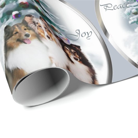 Shetland Sheepdog Trio Kerstmis Cadeaupapier (Rol Hoek)
