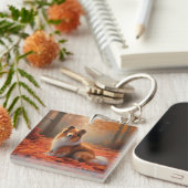 Shetland Sheepdog tussen Herfstbladeren Vallen Ins Sleutelhanger (Voorkant Rechts)