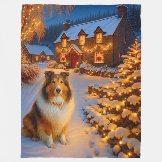 Shetland Sheepdog Vakantie  Fleece Deken (Voorkant)
