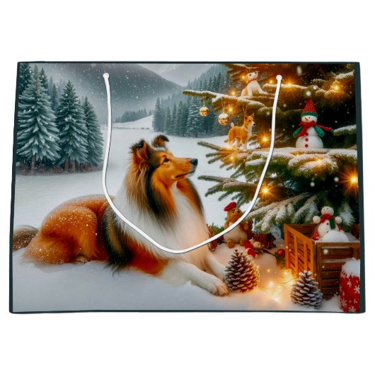 Shetland Sheepdog Vakantie Groot Cadeauzakje (Voorkant)