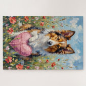 Shetland Sheepdog Valentijnsdag Hartkussen Legpuzzel (Horizontaal)
