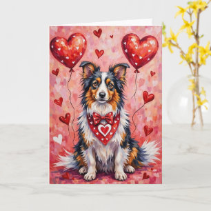 Shetland Sheepdog Valentijnsdag Hond Zittend met H Kaart
