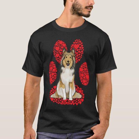 Shetland Sheepdog Valentines Day Dog Love Paw T-shirt (Voorkant)